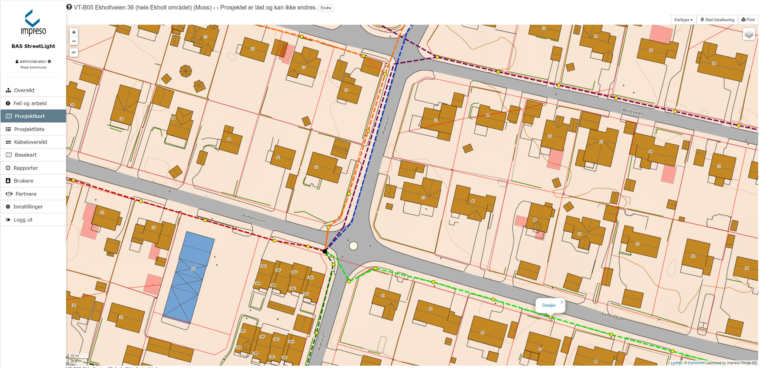 Kabel impreso bas streetlight
